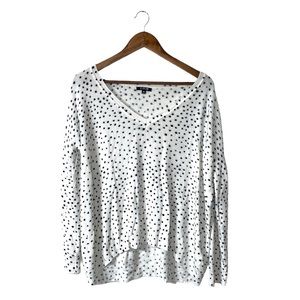 C+D+M White Black Polkadot V-Neck Sweater Casual Fun Trendy Size Medium